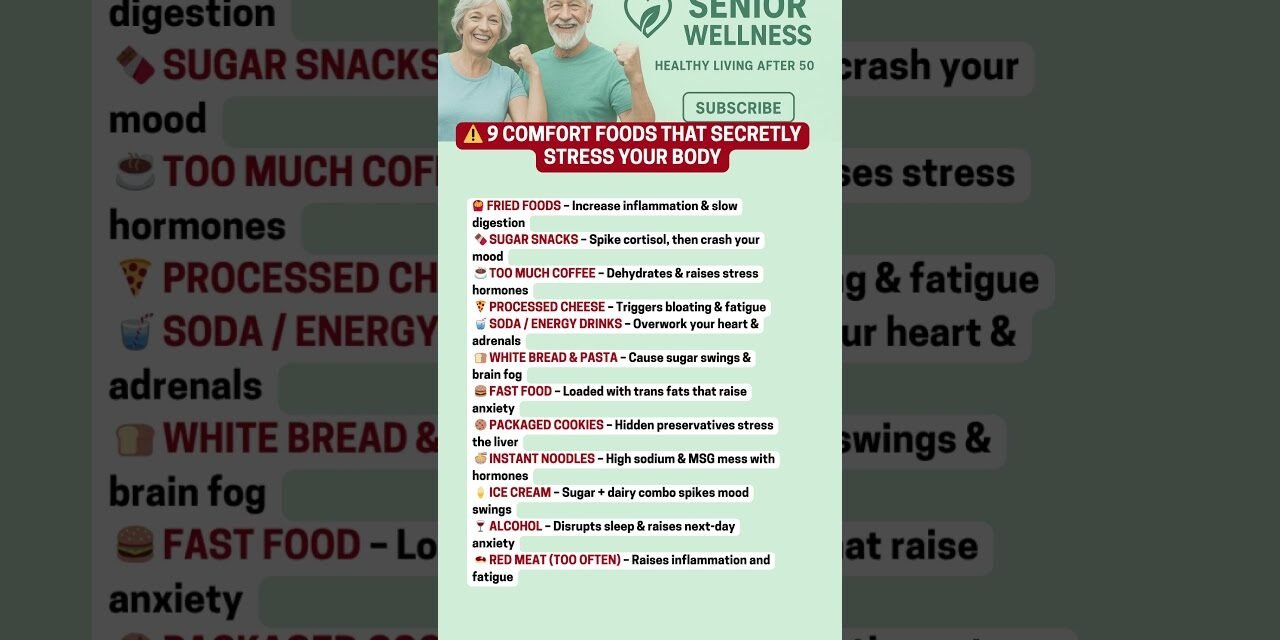 12 COMFORT FOODS THAT SECRETLY STRESS YOUR BODY #health #nutrition #vitamins #food #seniorwellness